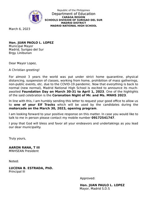 educational assistance letter tagalog|Letter Addressed To The Mayor .